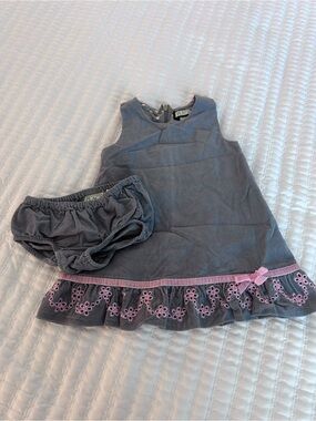 The Children's Place Gray Dress with Pink Trim and Bow